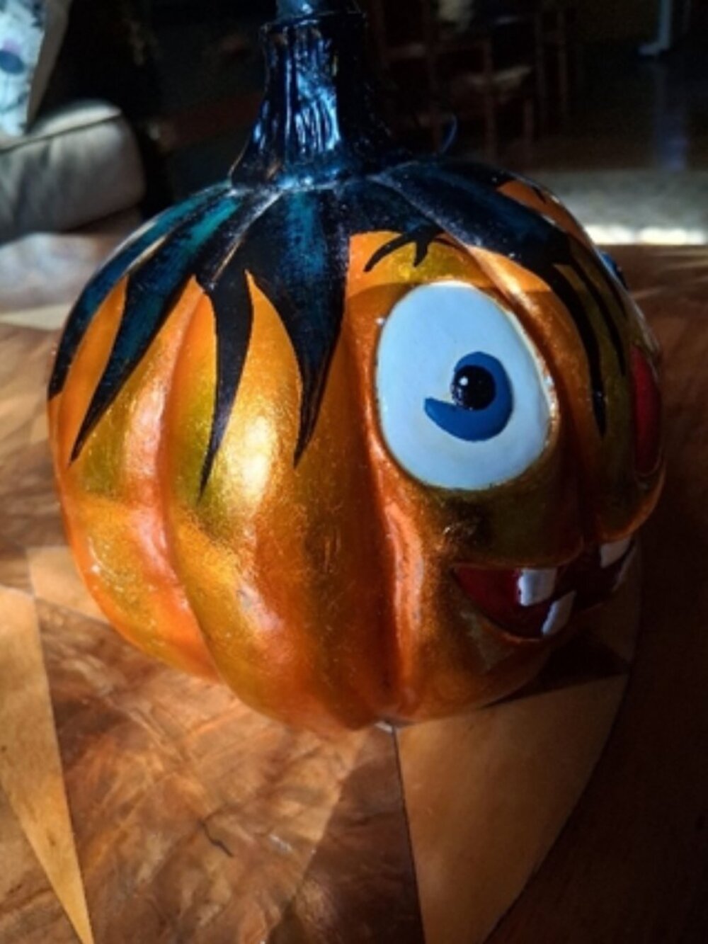 Christopher Radko Black Feather Halloween Tree Jack O' Lantern Pumpkin - Picture 3 of 12